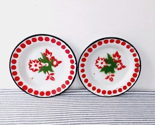 Pair vintage enamel - pair,