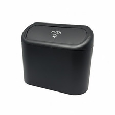 Compact Car Trash Bin with Push Lid & Clip | Universal Car Garbage Can 