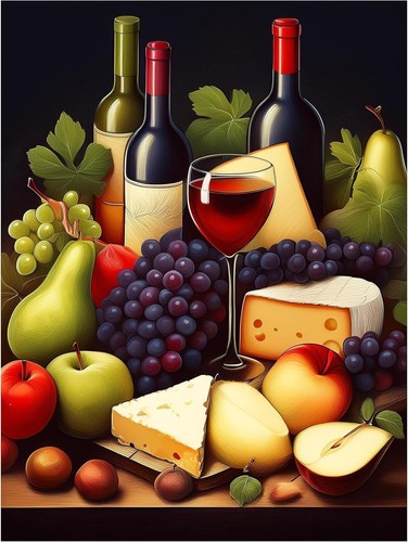Tile mural still life - still, wine