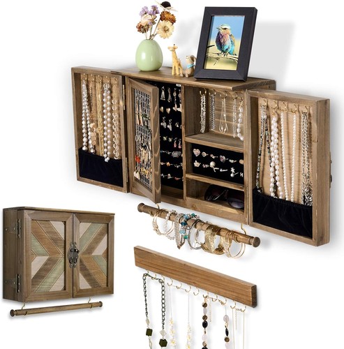 Wooden wall mounted jewelry - wooden,