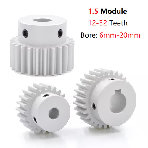 Aluminium spur gear with hub - aluminium,