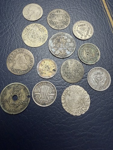 Foreign silver coins - 13,