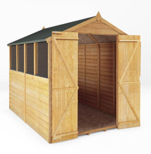 8x6 WOOD GARDEN SHED DOUBLE DOOR WINDOWS APEX ROOF FELT SHEDS 8ft x 6ft STORAGE