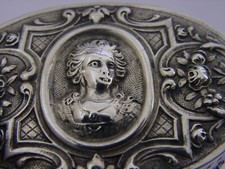 SUPERB GERMAN HANAU MARIE ANTOINETTE SOLID SILVER SNUFF TRINKET BOX 1900 ANTIQUE