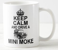 KEEP CALM AND DRIVE A MINI MOKE MUG classic bmc austin morris off road car mugs