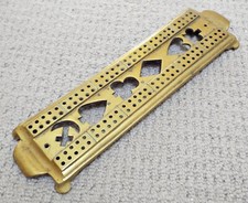 Antique Crown and Anchor Brass Cribbage Board
