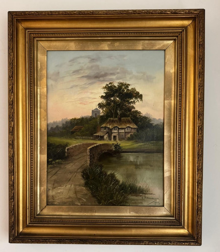 Antique 1901 large oil