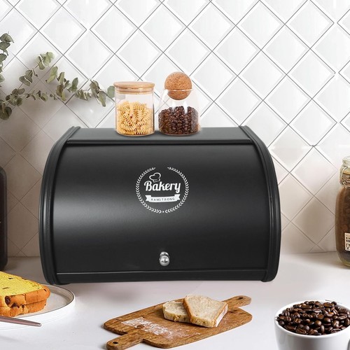 Large metal bread box roll - roll, top