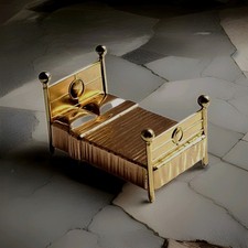 Vintage Miniature Doll's House Antique Brass Bed Bedroom Furniture 