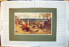 Original Old Antique Print Men