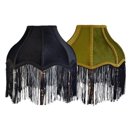 Fabric lampshade with tassels - lampshade,