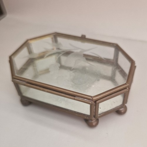 Vintage brass glass jewellery - brass,