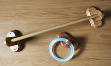 Vintage Bathroom Wall Mounted Towel Ring Rail Rack Wooden Pine Retro 1990s