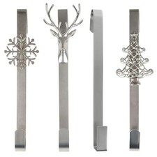 Christmas Wreath Hanger Over Door Hook Silver Metal Decoration 35cm (15")