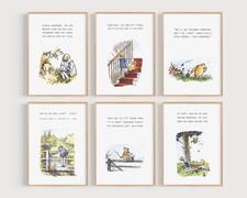 SET OF 6 Classic Winnie the Pooh Quote Prints, Nursery Wall Art, Unframed