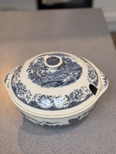 Royal Tudor Ware Olde England Barker Bros Ltd Tureen Blue & White Kitchenalia