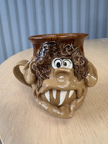 Ugly face pottery mug - ugly,