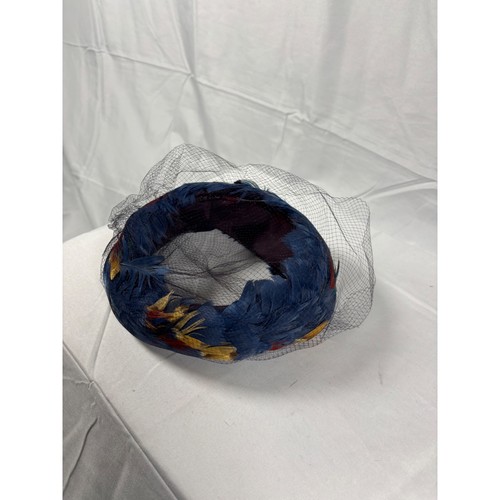 Vintage blue feather pillbox - feather,
