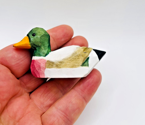 Wooden carved wood duck - wooden,