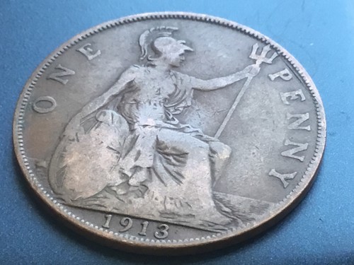 1913 british george penny 1d - v,