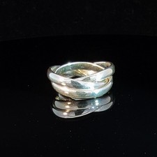 Sterling Silver 925 Russian Wedding Ring – 3 Interlocking 3mm Bands –Size N