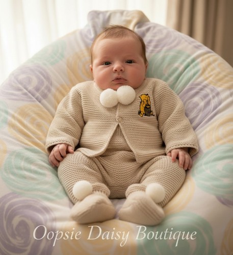 Beige knitted pom - beige,