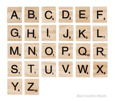 Wooden Alphabet Scrabble Tiles Letters A-Z Crafts Wood Coasters Crossword Game