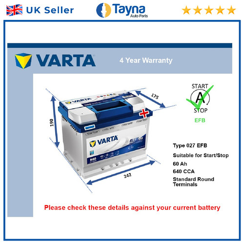 Efb car battery fits - car,