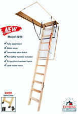 Optistep Wood Timber Folding Loft Ladder Hatch 60cm x 111cm (280cm) Attic Stairs
