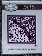 broken tiles tropical flowers