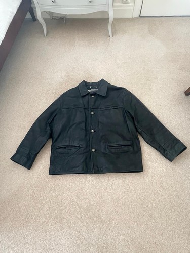 Men black leather jacket - men’s,