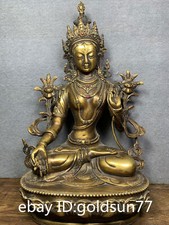 Collect China Tibetan Buddhism bronze inlaid multi treasure Tara Buddha Statue