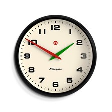 Newgate® - Superstore Wall Clock Black with Red/Green Hands Retro Arabic Dial