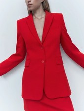 Zara Smart Red Tailored Blazer - Size Small - Perfect for Christmas/Party season
