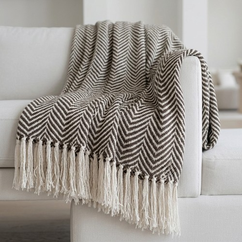 Cotton herringbone throw extra - cotton,
