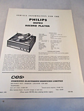 Vintage CES Ltd - Philips 13GF821 Record Player - Service Information - May 1970