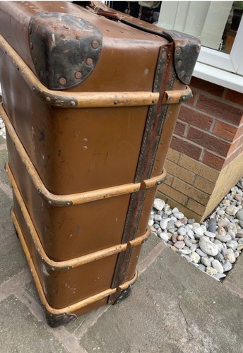 Vintage leather steamer - leather, trunk