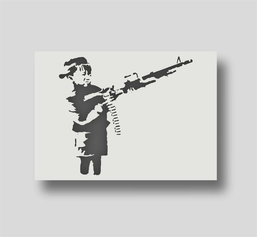 Banksy boy with - crayon, gun
