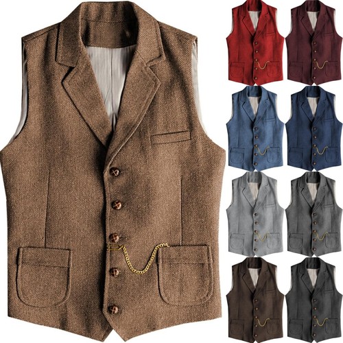 Mens tweed waistcoat vest - tweed,