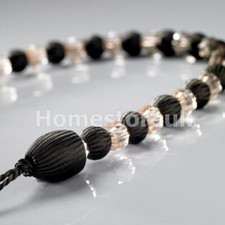 TAHITI CHOCOLATE WHITE LINED CURTAIN PAIR READY MADE EYELET RING TOP NET VOILE