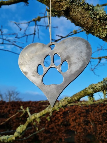Metal paw print heart - paw,