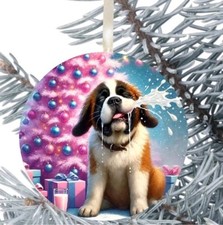 St Bernard Dog Hanging Bauble Gift Present Decoration Christmas