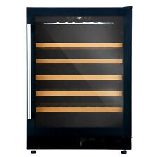 Cookology Wine Cooler 54 Bottle Fridge Wooden Shelves 60cm - Black CWC601BK