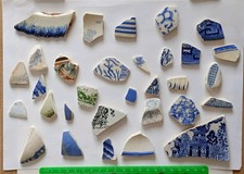 31 PIECES GENUINE VINTAGE SEA GLASS SEA POTTERY FROM THE NORTH EAST COAST