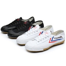 Feiyue Retro Canvas Shoes: Black-White with Red-Blue Accents, Sizes 35-46