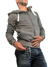 SOUL CAL & CO Grey Cotton Blend Jersey Hoodie SMALL Full Length Zip Drawstring