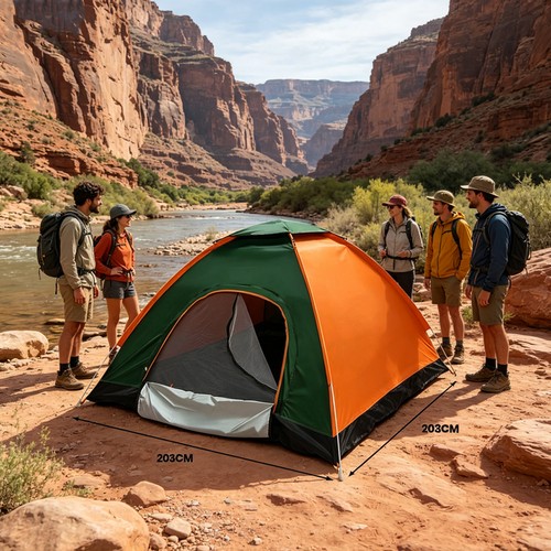 Man person pop up - up, tent