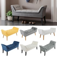 Velvet Window Seat Bed End Sofa Chair Chaise Lounge Bench Pouffe Bedroom Stool