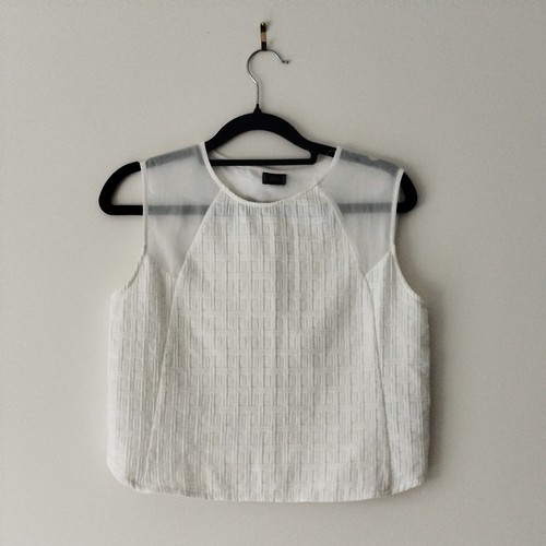 Zara white textured - textured, top
