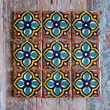 9 x  Ceramic Mexican Tiles Salamanca -  SMALL SIZE 5 x 5 cms